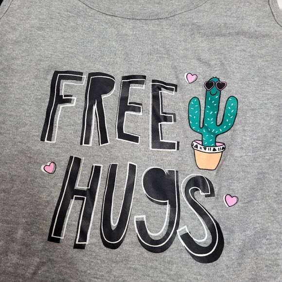 #HANGRY black oversized graphic tee and Free Hugs cactus tank top L - Picture 3 of 10